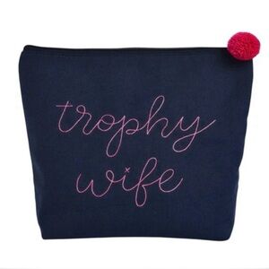 Canvas Navy Blue Large Cosmetic Bag “ Trophy Wife “